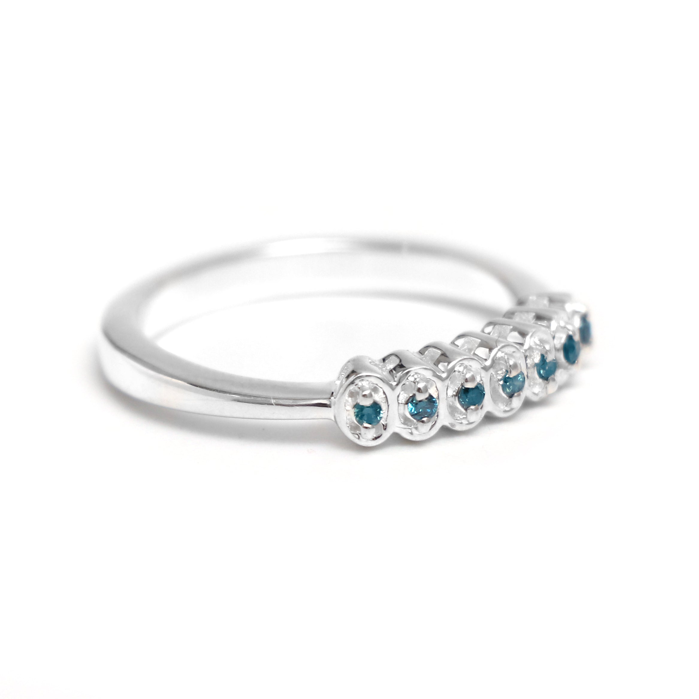 Natural Blue Diamond Silver Ring